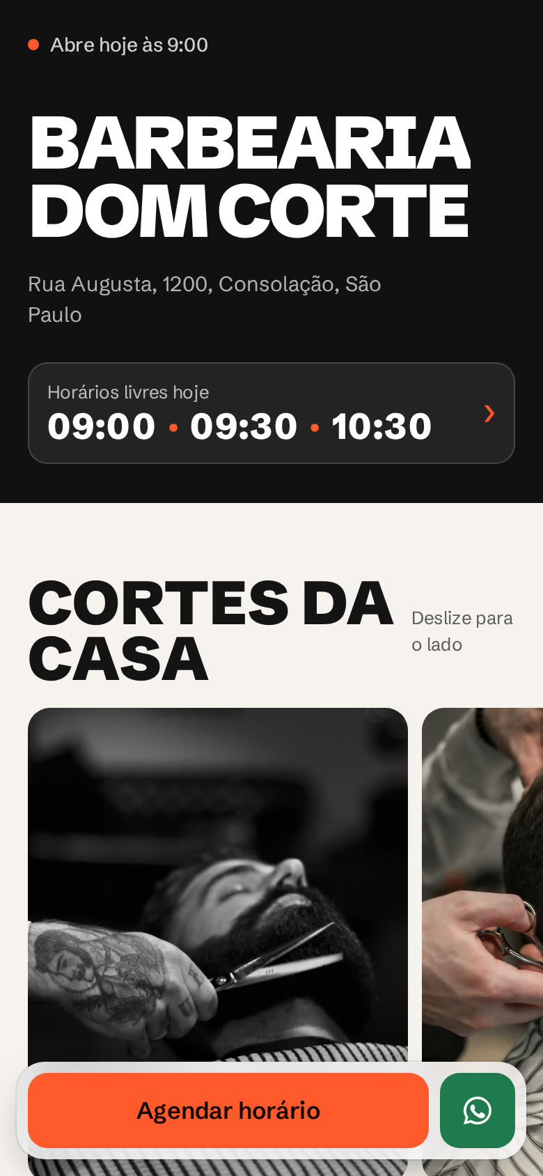 A página da sua barbearia